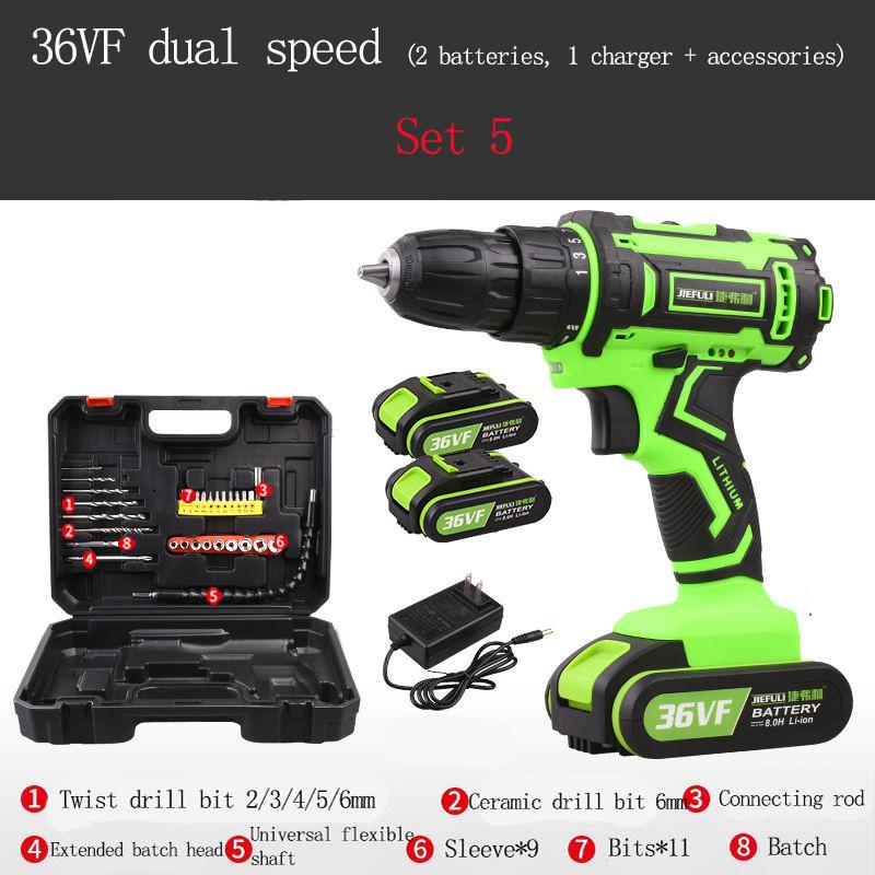 10 Styles High-power Electric Drill Multi-function Cordless Lithium Electric Drill 36V/48V Polishing and Grinding Machine with Two Batteries