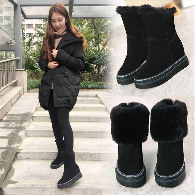 Women Snow Boots Winter Warm Fur Lined Casual Short Boots Winter Non-slip Martin Boots Size 35-40