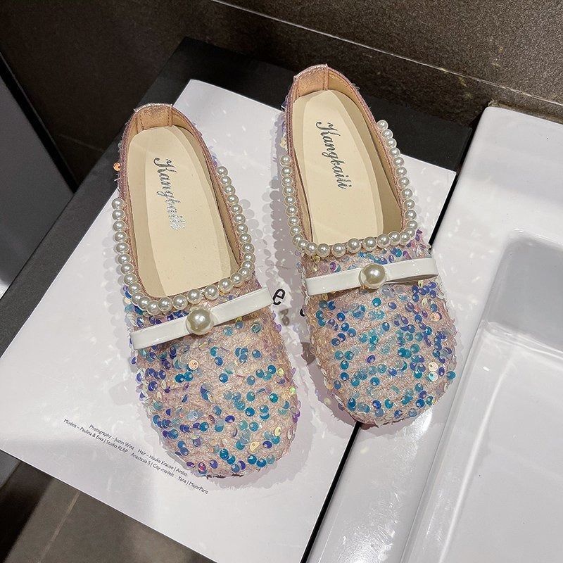 Sequined Baotou Half Slippers Women's Outer Wear Summer Shallow Mouth Women's Shoes Grandma Shoes Soft Sole Peas Shoes