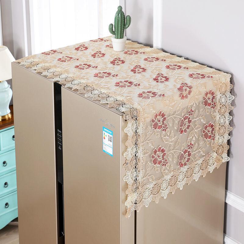 Refrigerator Towel Dust Cover Single Door Double Door Cover Cloth Microwave Cover Washing Machine Cover Sunscreen High-end Fabric Lace