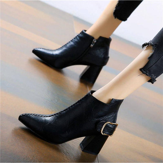 Fashion Ankle Winter Women Boots Casual Comfortable Boots Zipper High Heels Women Boots Shoes Women