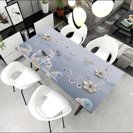 Waterproof Oil-proof Wash-free Soft Glass Tablecloth Printed PVC Opaque Table Mat Coffee Table Table Top Protective Rubber Pad