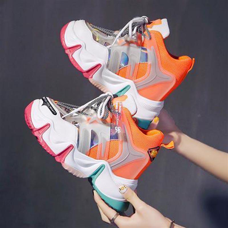 Plus Size 34-39 Summer Ins Women Mesh Sneakers Student Non-slip Basketball Shoes Breathable Running Shoes High Heels