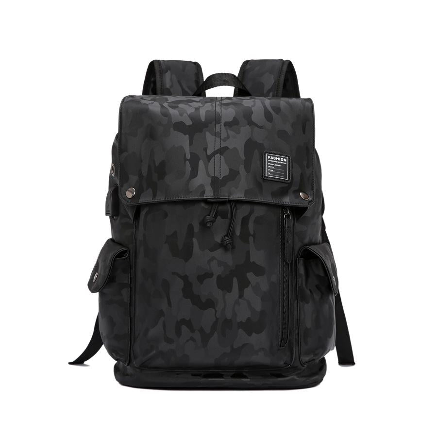 Camouflage genuine leather Men backpack  Travel computer laptop Shoulders Bag with USB charging port