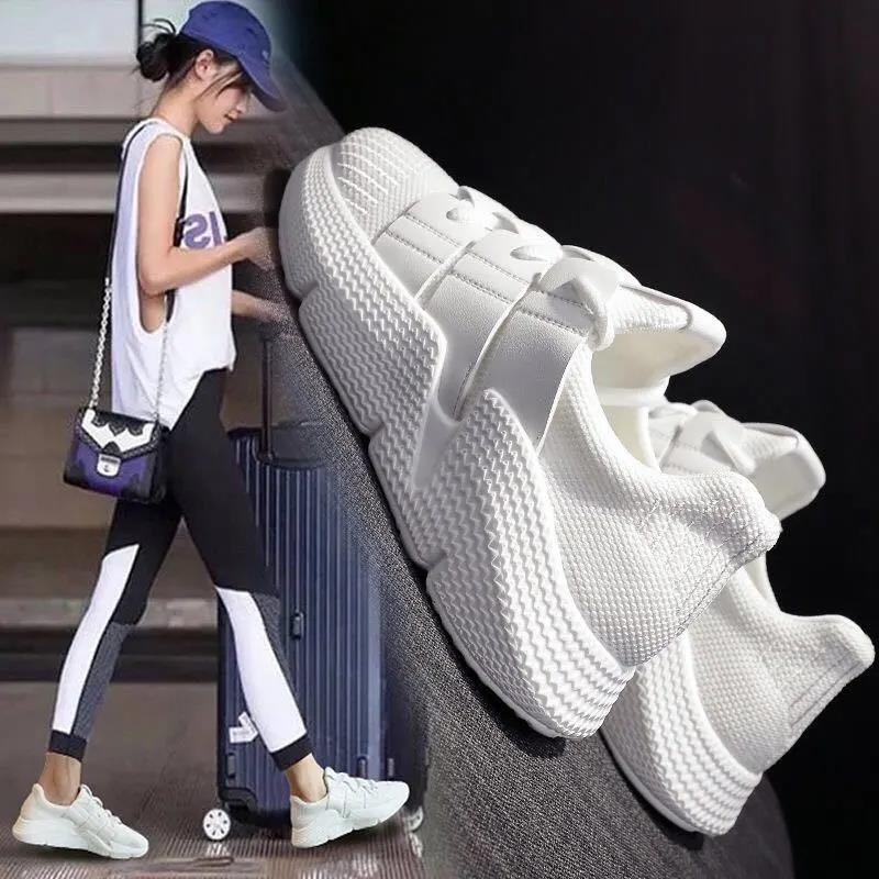 Black Sports Shoes Female Korean Version of Ulzzang Harajuku Wild Student Casual Breathable Running Shoes White