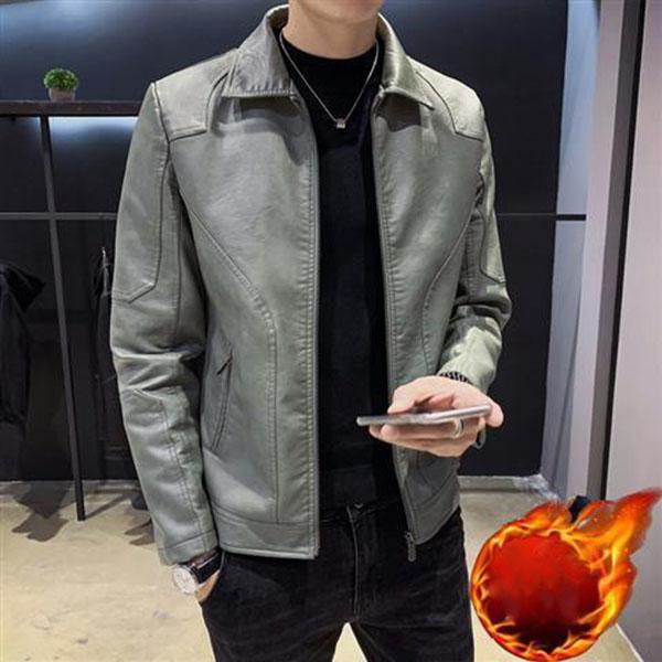 Leather Men's Jacket Korean Men's Autumn and Winter Jacket Slim Trend Leather Jacket Youth Jacket