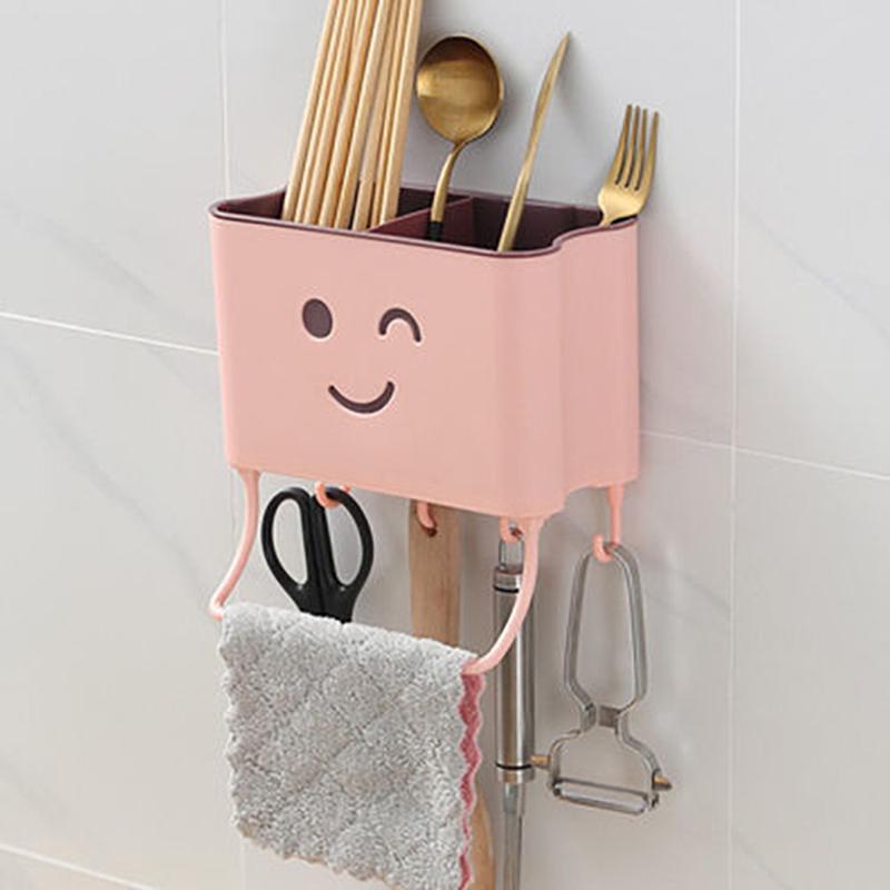 Kitchen Wall Hanging Chopstick Cage Chopsticks Shelf Tube Household Multifunctional Chopstick Cage Creative Drain Chopsticks Spoon Tableware