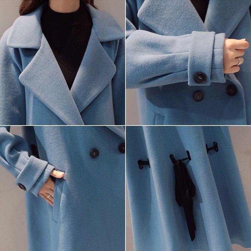 Winter and Spring Women's Mid-length Woolen Coat Fashionable Loose Popular Woolen Coat