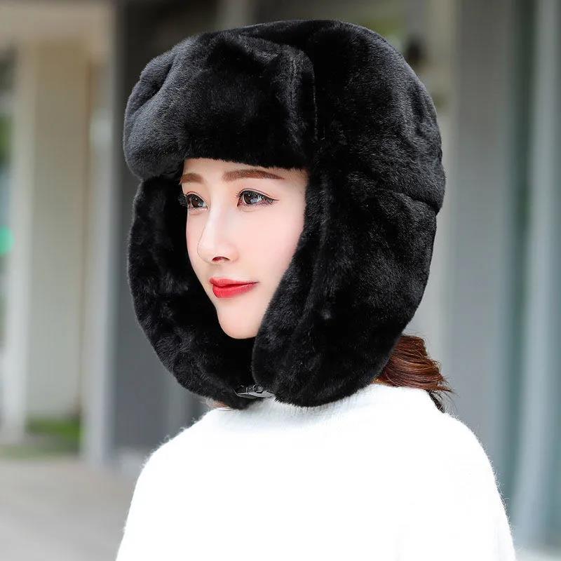 Women's Hat Winter Korean Version Plus Velvet Cold Proof Hat Winter Cycling Ear Protection Thick Windproof Warm Cute Hat Solid Long Ear Cap Fedoras