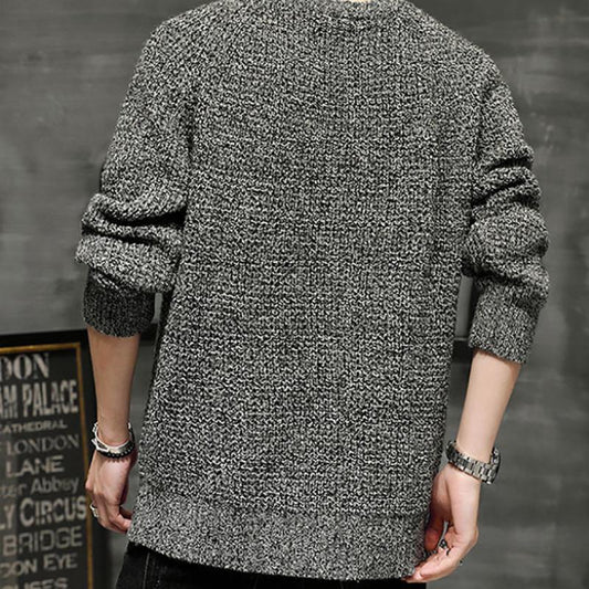 Autumn and Winter Men's Sweater Trend Thickening Warmth Outdoor Youth Big Fur Collar Top Sweater