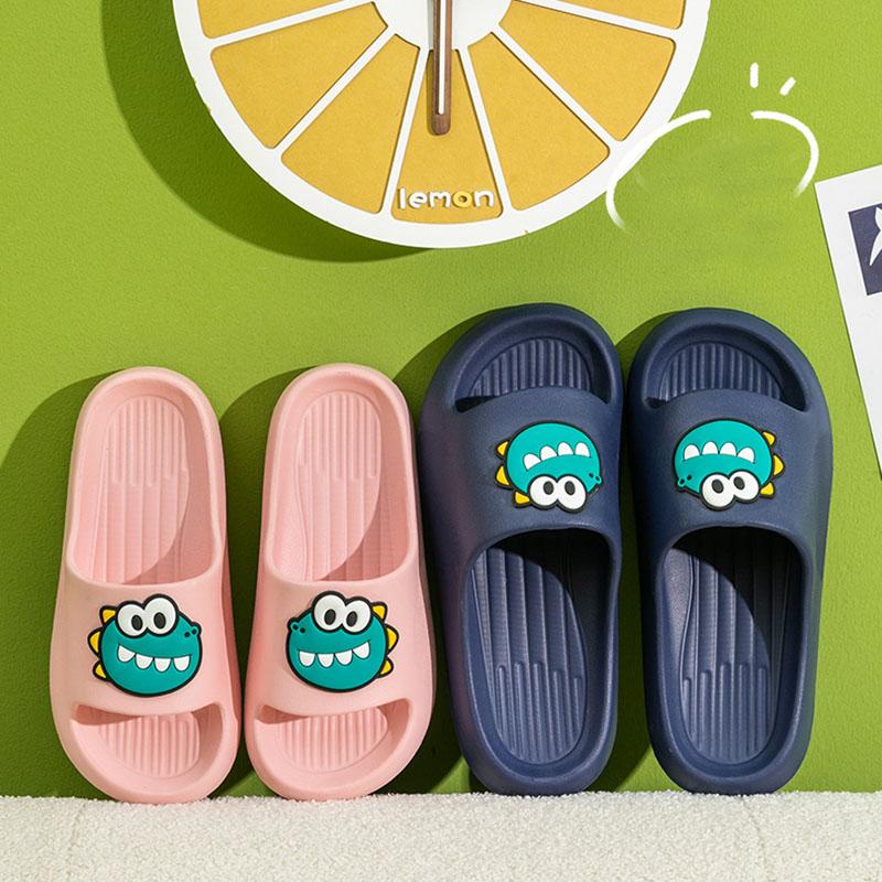 Cartoon Dinosaur Slippers Men and Women Summer Thick Bottom Solid Color Soft Slippers Bathroom Non-slip Slippers Outdoor Light Slippers