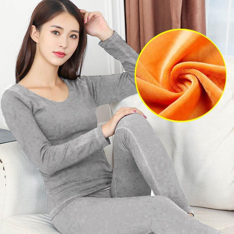 Thermal Underwear Women Plus Velvet Thickening Suit Body Slimming Tight-fitting Autumn Clothes Long Trousers Cotton Sweater Base Winter