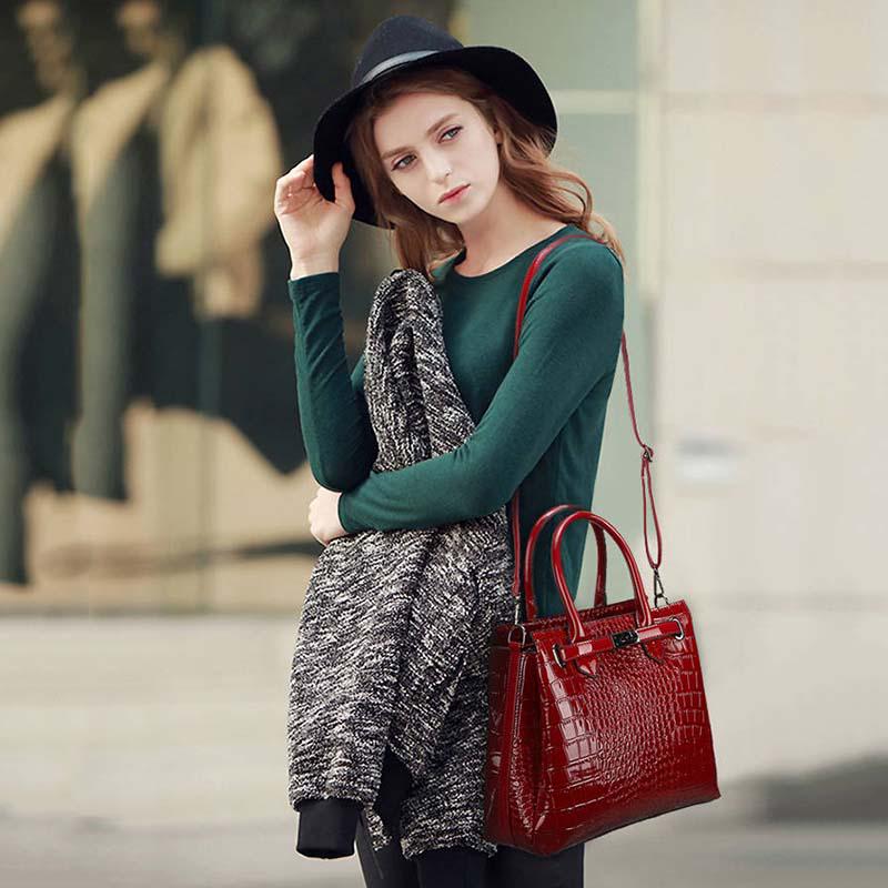 Crocodile Pattern Handbag Female Temperament Versatile Large-capacity Shoulder Bag European and American Fashion Trend Commuter Handbags