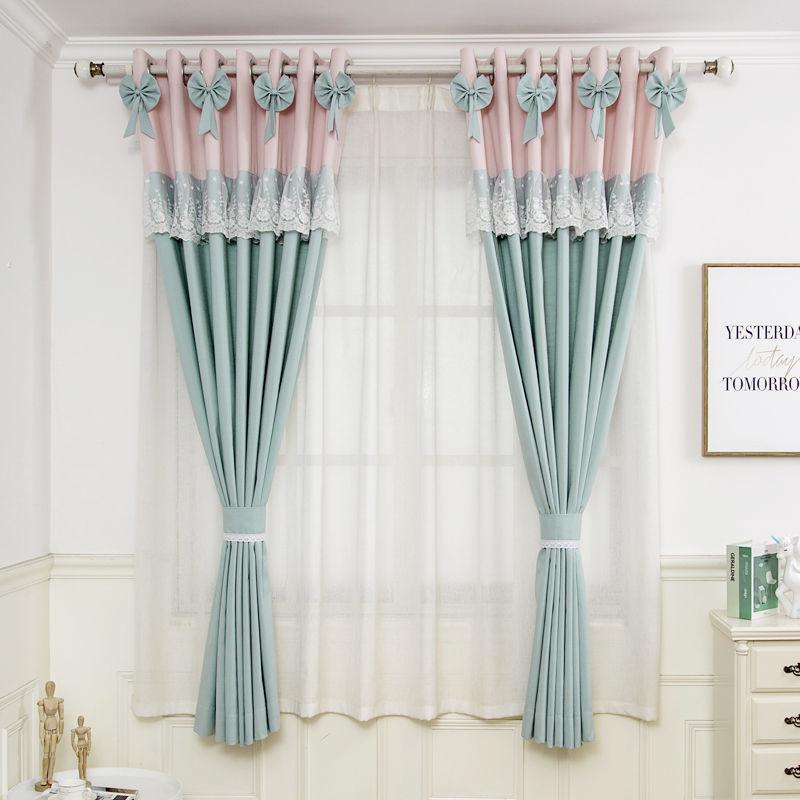 Girl Bedroom Curtains, Girlish Princess Wind, Pink Dreamy Children, Small Fresh Cotton and Linen Semi-shading Finished Curtains (130×270cm)