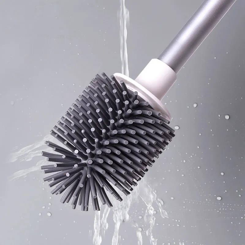 Toilet Brush Wall-mounted Silicone Household No Dead Ends Wash Toilet Brush Bathroom Wall-mounted Cleaning Kit