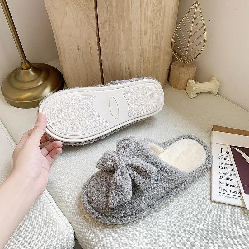 Autumn and Winter Pure Cotton Slippers Indoor Non-slip Soft-soled Shoes Warm Simple Plush Cotton Shoes