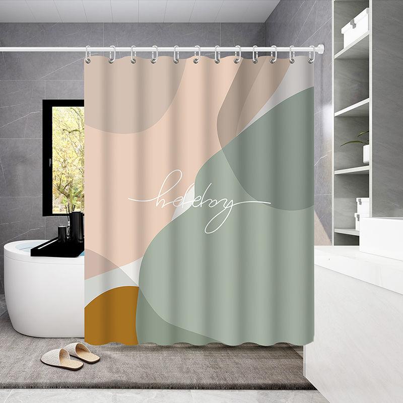 Bathroom Shower Curtain 180*180cm Waterproof Cloth Bathroom Shower Curtain Hanging Curtain Thickening Mold-proof Partition Curtain Free Perforation