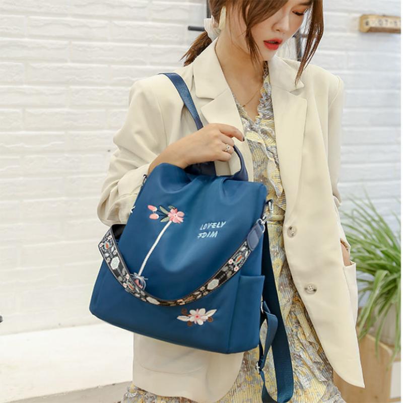 Ladies Personality Embroidery Backpack Oxford Cloth Backpack Fashion Casual Bag Girl Travel School Bag