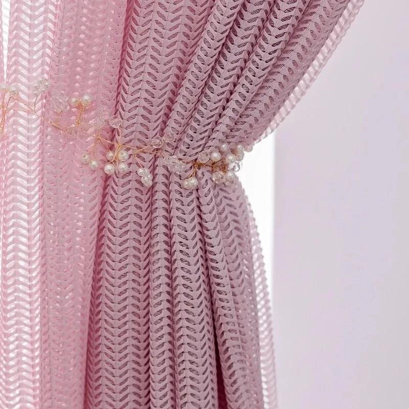 Nordic Geometric Fishbone Gauze Curtains Modern Minimalist Hollow Curtains Translucent Light Luxury Window Screens Living Room Balcony Bedroom