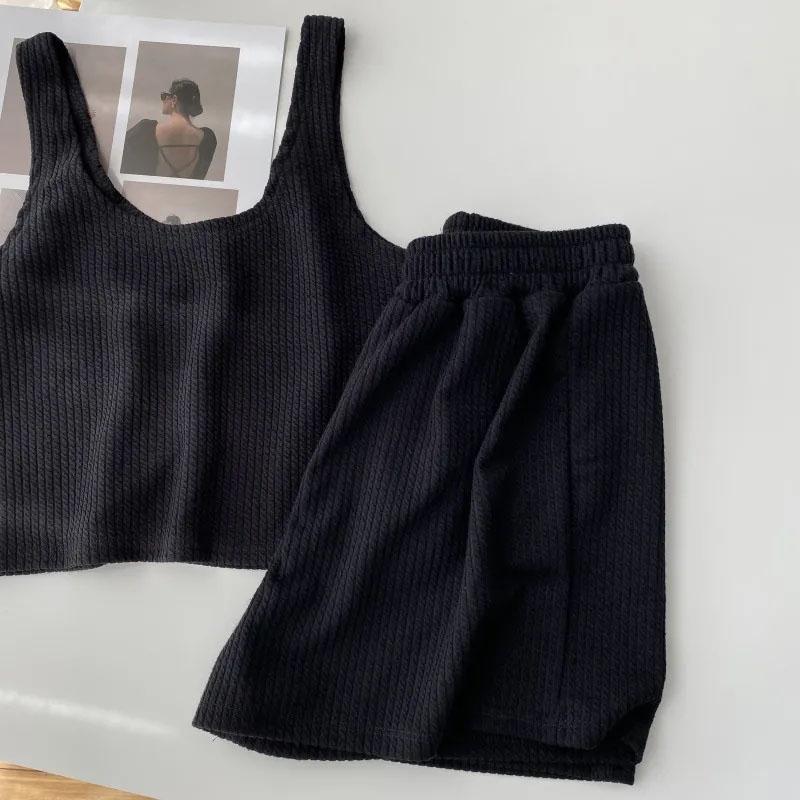 2PCS Women's Summer Vest + Shorts Two-piece Comfortable Lazy Loose Casual Sports Suit Home Cool Outdoor Sports Jogging Short Suit