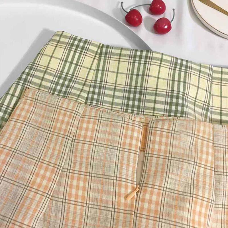 Women High Waist Pleated Skirt School Girl Plaid A-Line Flare Skater Short Skirt Uniforms Cosplay Sweet Girls