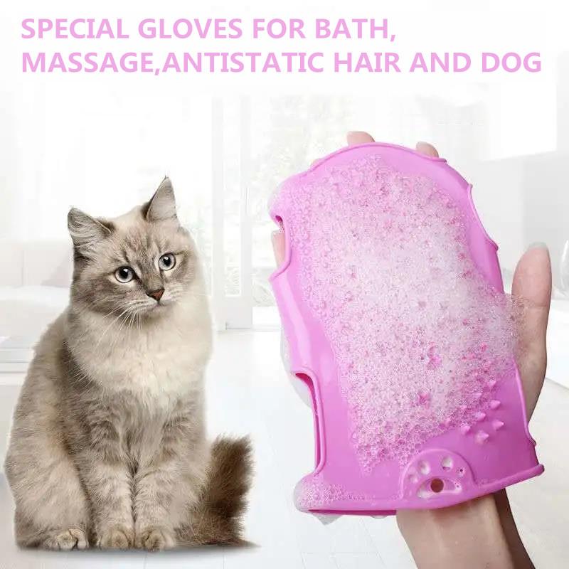 Cat Bath Gloves Remove Floating Hair Comb Gloves Hair Removal for Pet Dogs Pet Grooming Accessories Supplies Cats Massage Grooming Glove Hair Cleaner