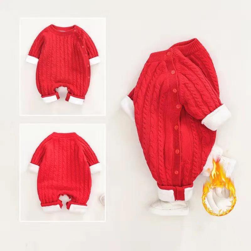 Baby One-piece Clothes Spring Autumn Winter Baby Ha Clothes Newborn Full Moon Climbing Clothes 0-36 Infant Plush Warm Clothes