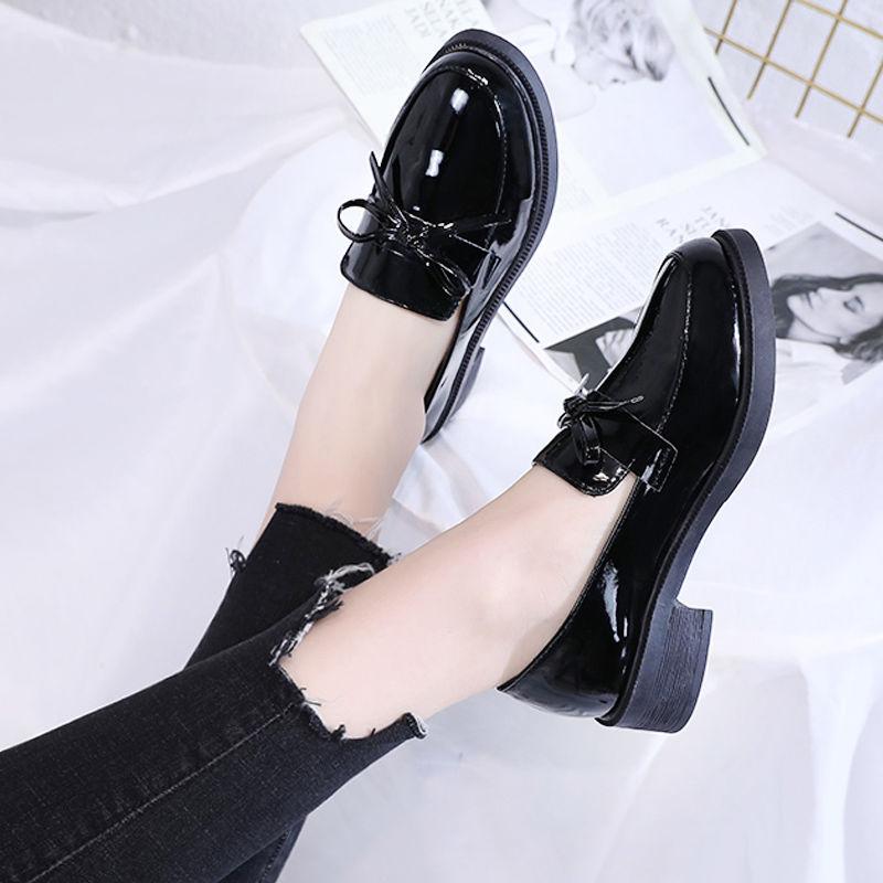 Shiny Small Leather Shoes Female British Style All-match Casual Single Shoes Female Bowknot Social Work Female Shoes Soft Leather