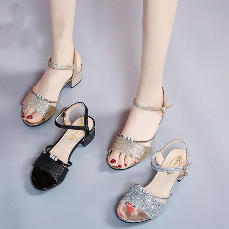 Women's Summer Mid-heel Sandals All-match Fashionable Women's Shoes with Thick Heels Korean Style Open Toe Buckle Women's High Heels