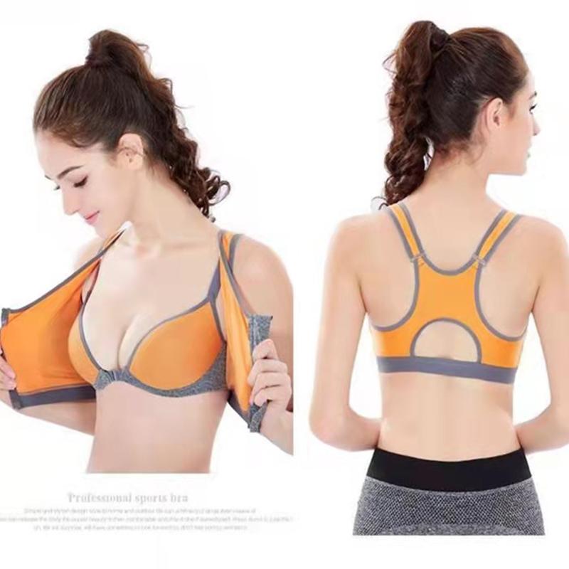 Front Zipper Double Sports Bra Running Fitness Bra Shock-proof Condensing Quick Dry Breathable Underwear Undergarment Undergarment Lingerie Yoga Vest