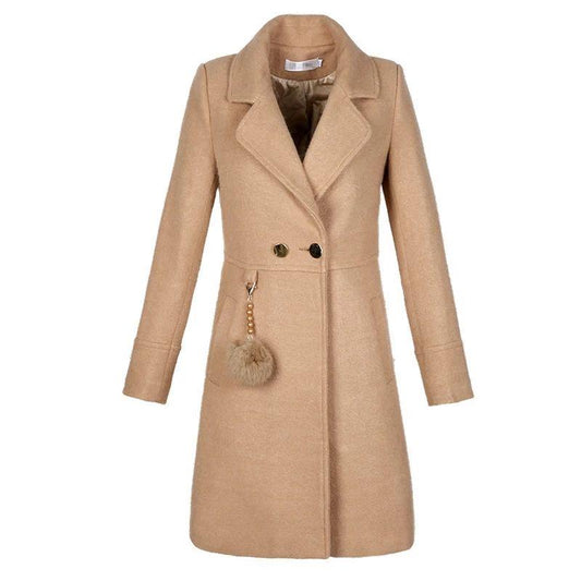 2019 Women Wool Blend Long Coat Female Slim Lapel Woolen Overcoat Autumn Winter Cashmere Outerwear