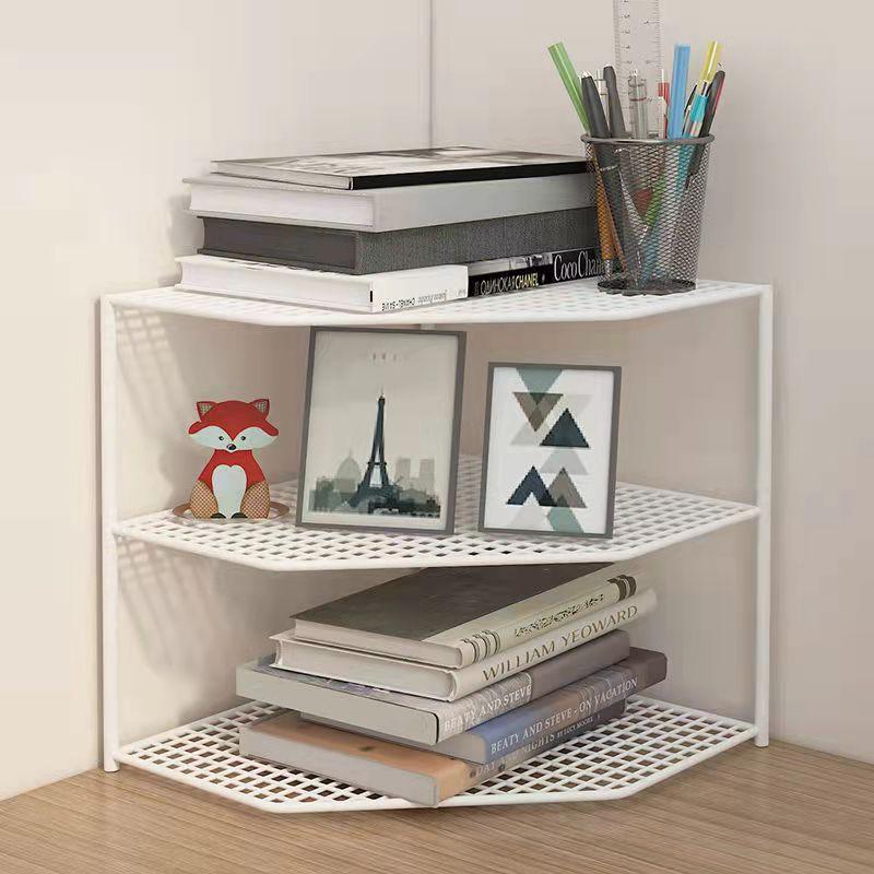 Desktop Corner Bookcase Corner Shelf Triangle Corner Bookcase Storage Rack Kitchen Bathroom Shelf Home Organizer Snack Storage Box