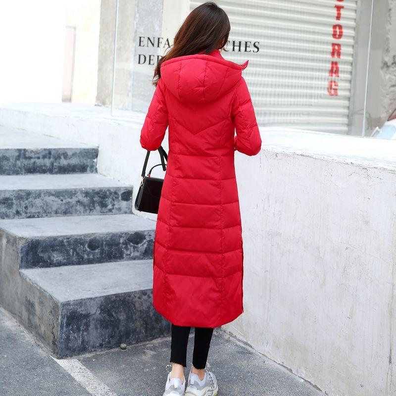 Women's Extended Down Jacket Over-the-knee Thickened Ultra-long Slim-fitting Jacket Fashion Large Size White Duck Down Winter Coat