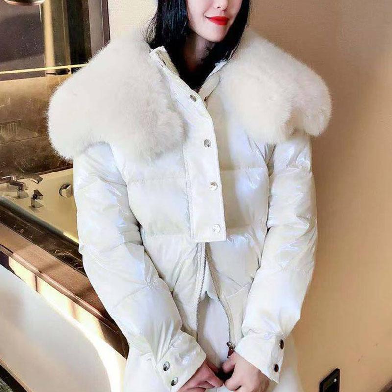 Women Winter Parkas Jacket Coat Glossy Warm Women Fur Hooded Coat Short Cotton Padded Winter Jacket Women