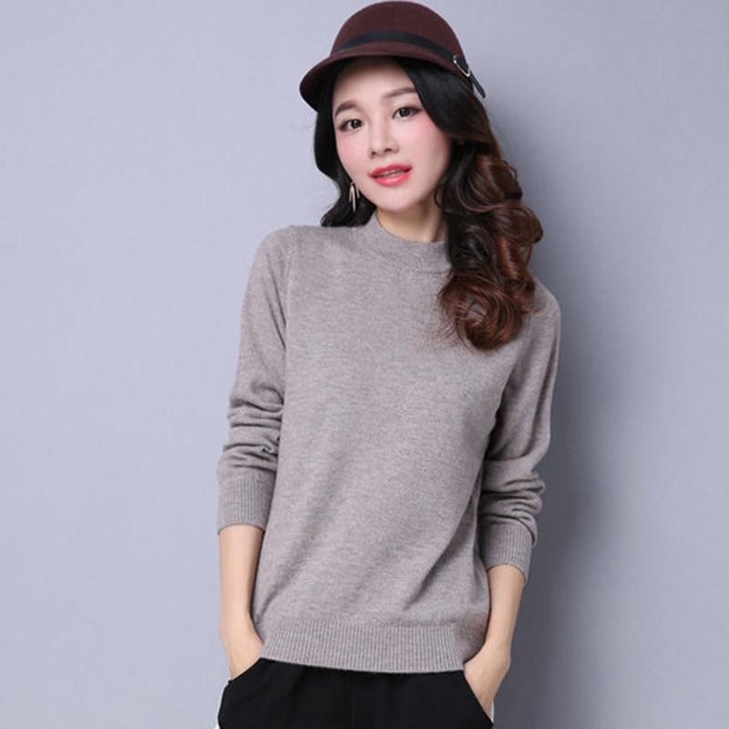 Cashmere Sweater Autumn and Winter Half Turtleneck Bottoming Sweater Women's Wool Sweater Loose Short Knitted Sweater Pullover