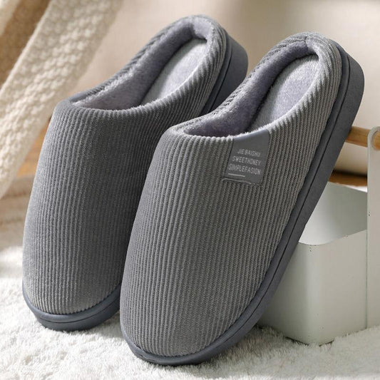 Cotton Slip Men's Winter Indoor Warm Thick Sole Plus Velvet Cotton Slippers Non-slip Plush Slippers Men