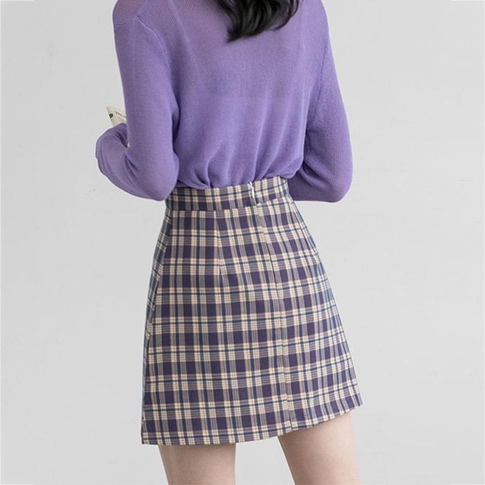 Women High Waist Pleated Skirt School Girl Plaid A-Line Flare Skater Short Skirt Uniforms Cosplay Sweet Girls