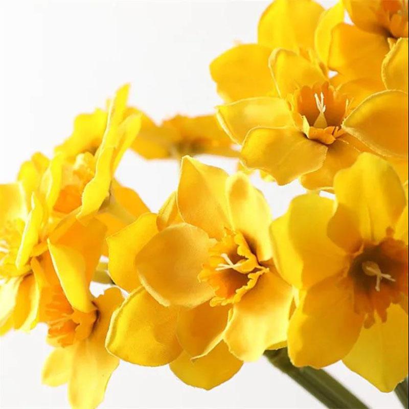 6 Bunches of Daffodils Simulation Artificial Flowers Silk Flowers Small Fresh Home Living Room Vase Flower Arrangement Decoration Ornaments