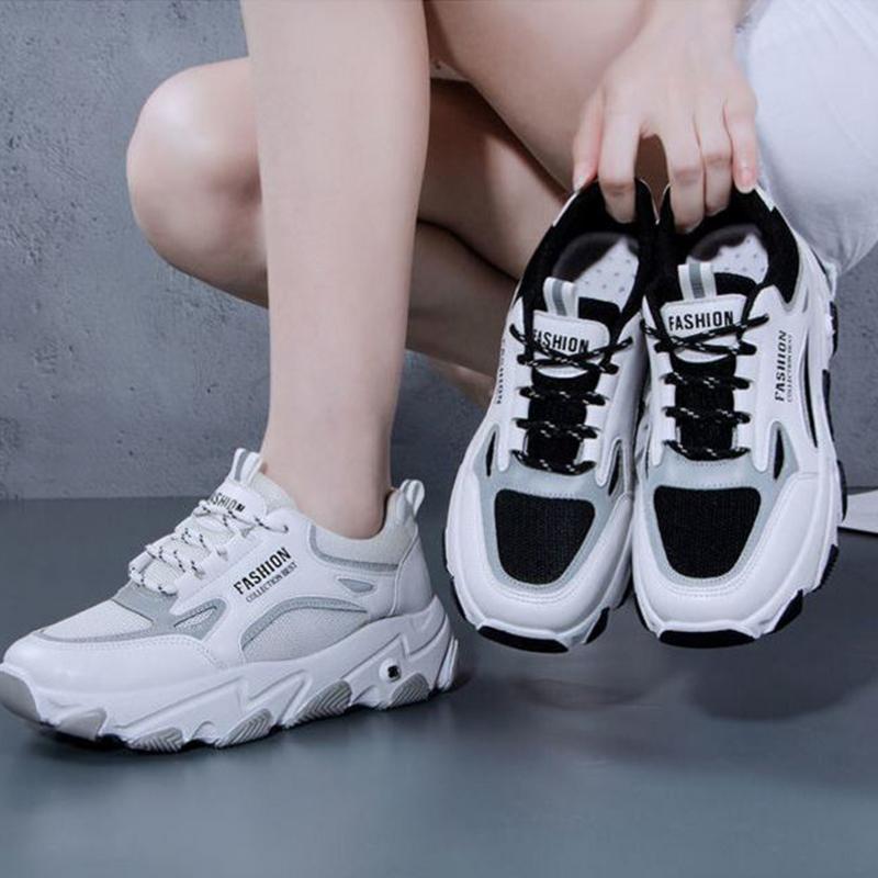 Sports Shoes Women Spring Summer Thick-soled High-rise Platform Sneakers All-match White Shoes Travel Shoes