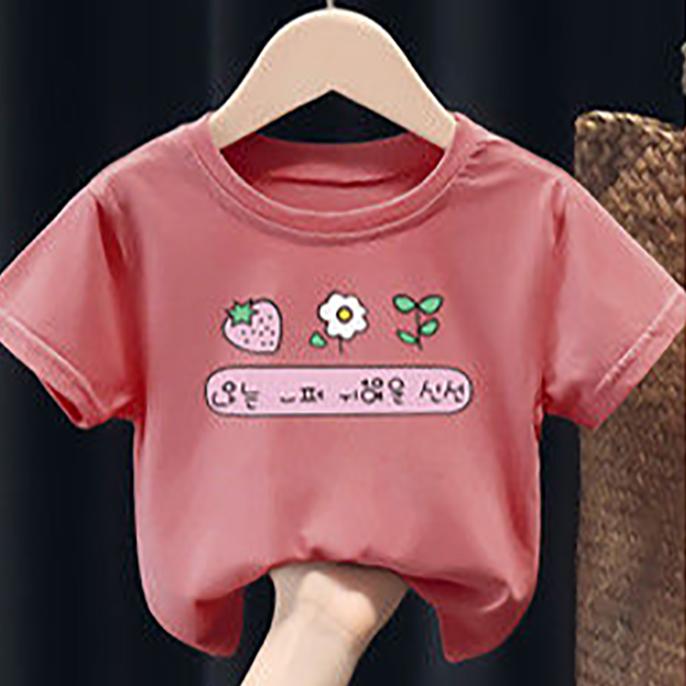 Summer Kids Cute Printing T Shirts Short Sleeve Tops Korean Style O-neck Loose T Shirts For Children Girls