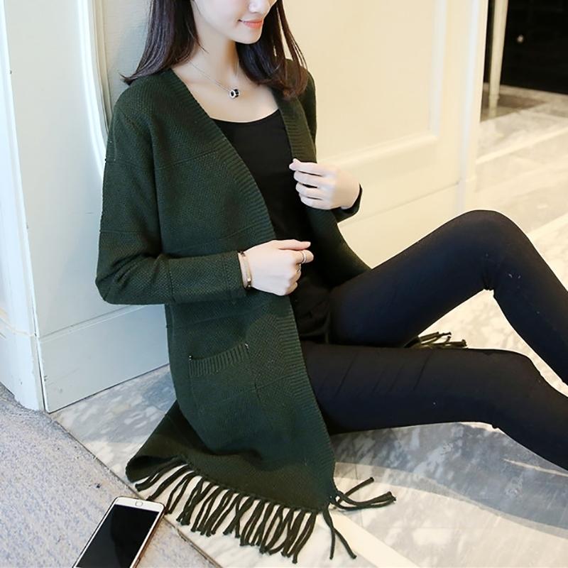 Mid-length Autumn and Winter Coat Casual Long-sleeved Knitted Cardigan Loose Sweater