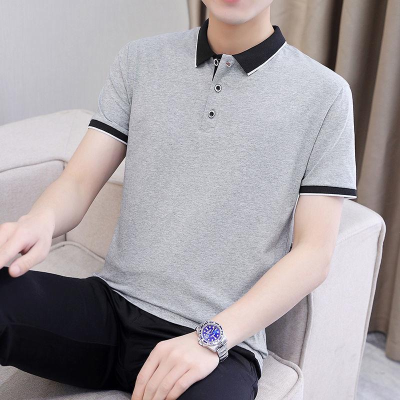 Men's Short-sleeved T-shirt Summer New Style    Shirt Half-sleeved Shirt Lapels with Collared Clothes