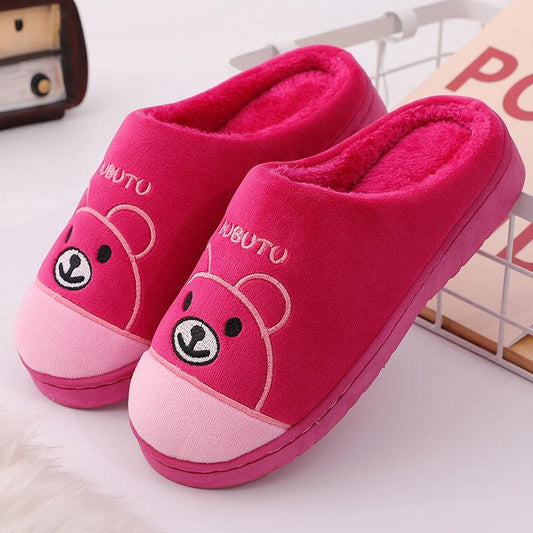 Winter Unisex's Cotton Slippers Non-slip Warm Couples Plus Velvet Slippers Women's Thick Bottom Plush Slippers