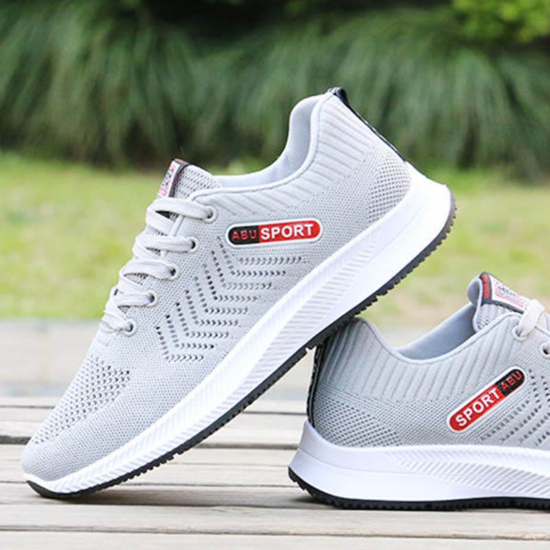 Plus Size 39-44 Summer Men Mesh Letter Sneakers Anti-Slippery Breathable Basketball Shoes Wild Non-slip Comfortable Running Shoes Travel Shoes