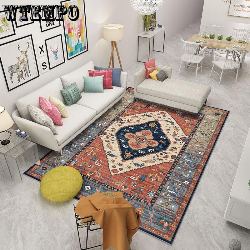 Large Area Rugs Persian Style National Printed Carpets for Living Room Bedroom Anti-Slip Floor Mat