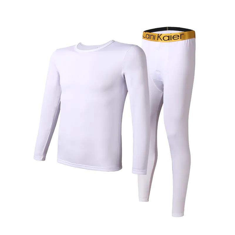 Autumn and Winter Men's Thermal Underwear Base Underwear Suit Plus Velvet Round Neck Thermo Clothes