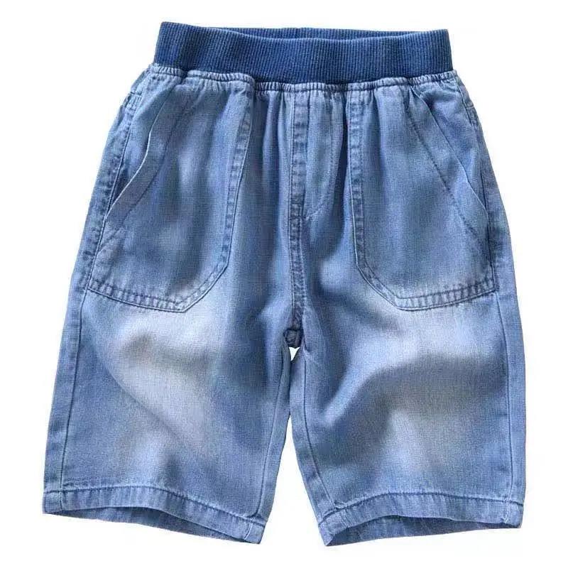 Boys Jean Shorts Summer Solid Embroidery Lattice Kids Denim Shorts For Teen Boys 4-15 Years Wear