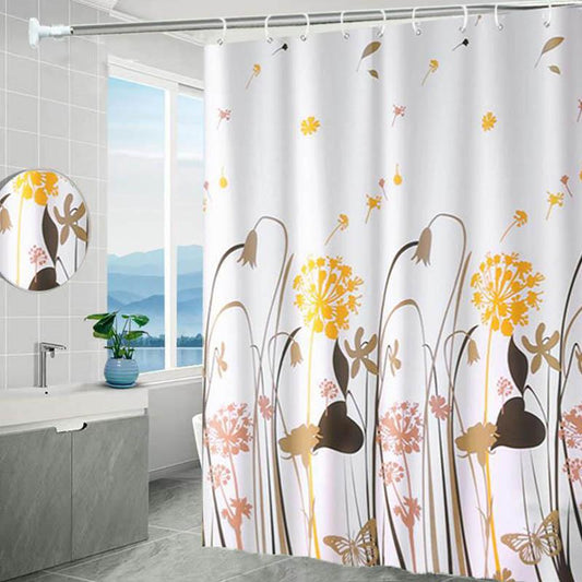 Bathroom Shower Curtain 180*200 Cm Waterproof and Mildew-proof Shower Curtain Simple Bathroom Curtain Free Perforated Partition Curtain