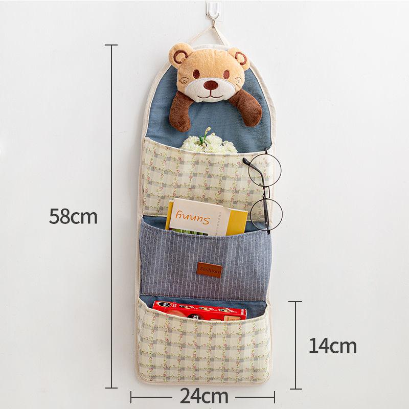 Multi-pocket Lovely Fabric Sundry Storage Bag Dormitory Door Back Wall Hanging Bag Cell Phone Key Storage Hanging Bag Home Organizer