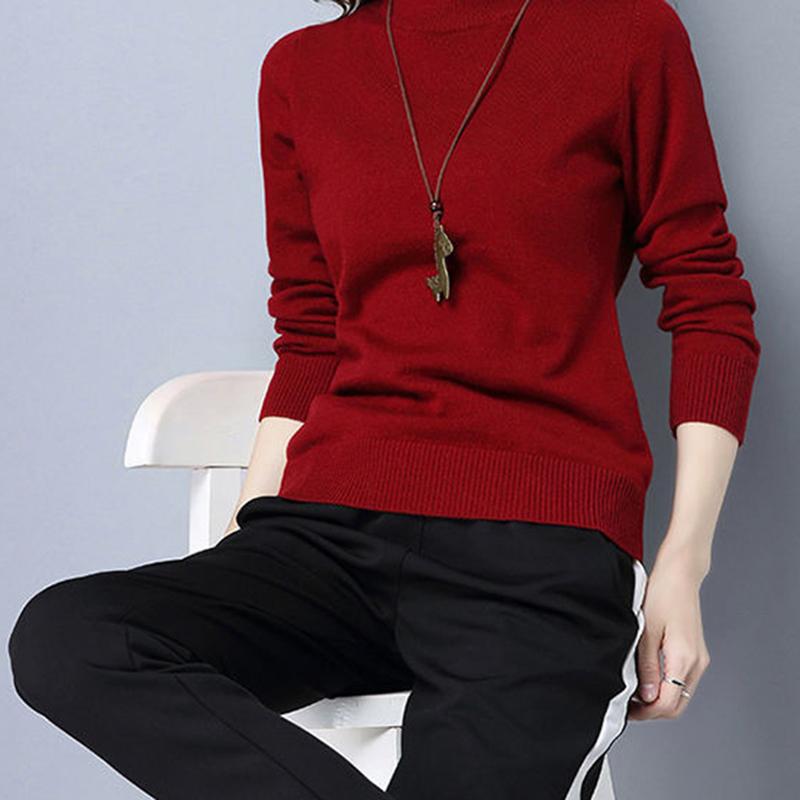 Cashmere Sweater Autumn and Winter Half Turtleneck Bottoming Sweater Women's Wool Sweater Loose Short Knitted Sweater Pullover